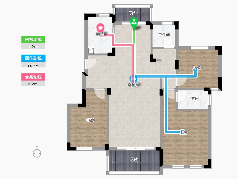 湖北省-武汉市-美加社区-105.00-户型库-动静线