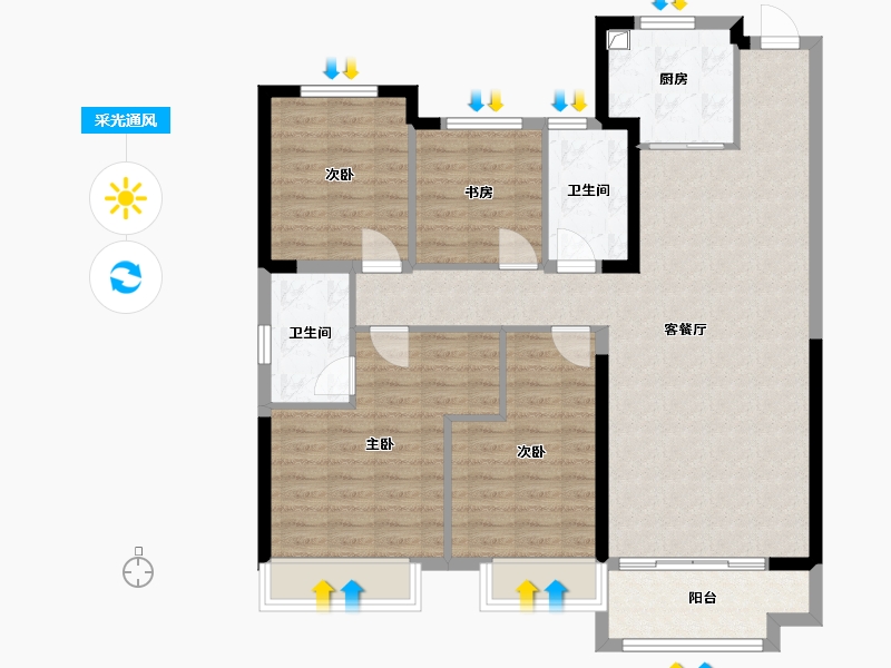 山东省-潍坊市-世纪城-107.20-户型库-采光通风