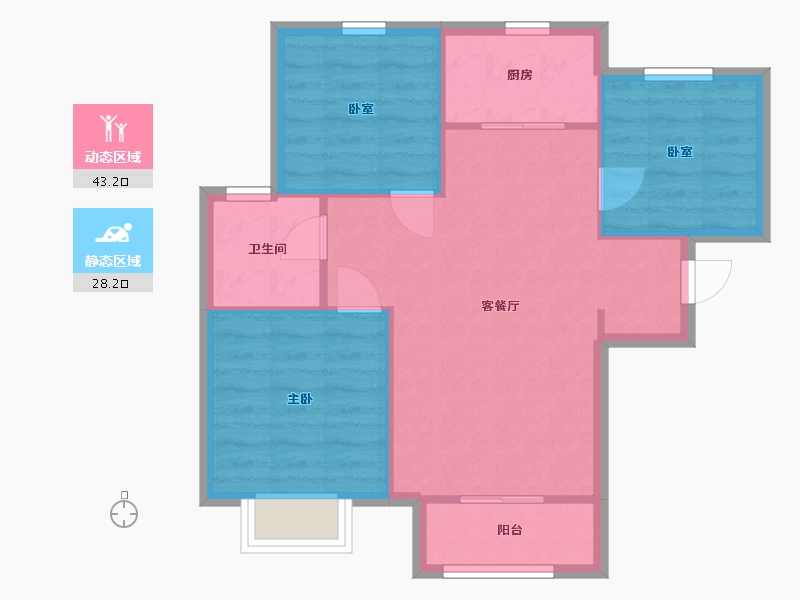 山东省-青岛市-佳兆业水岸新都-65.54-户型库-动静分区