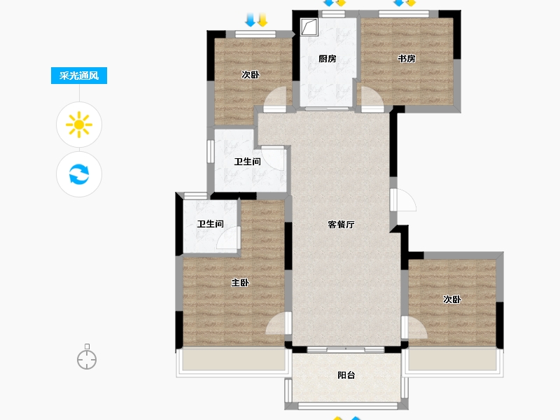 江苏省-苏州市-橡树澜湾-101.00-户型库-采光通风