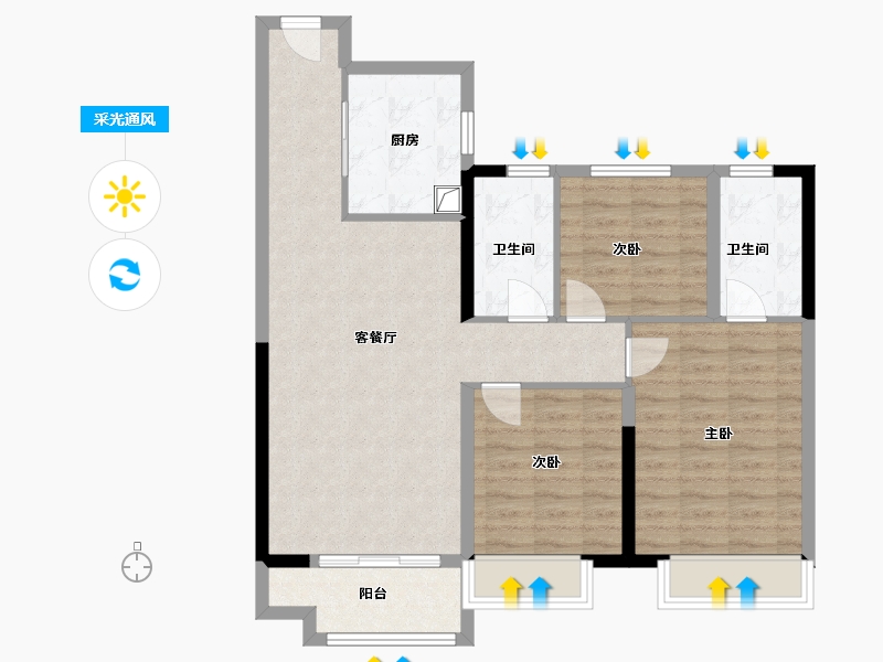 山东省-潍坊市-世纪城-90.40-户型库-采光通风