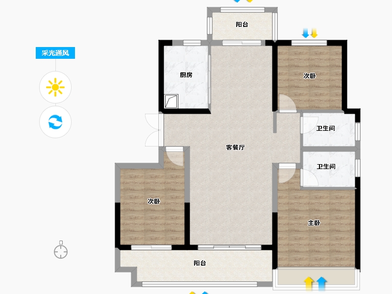 山东省-菏泽市-佳和诚园-104.88-户型库-采光通风