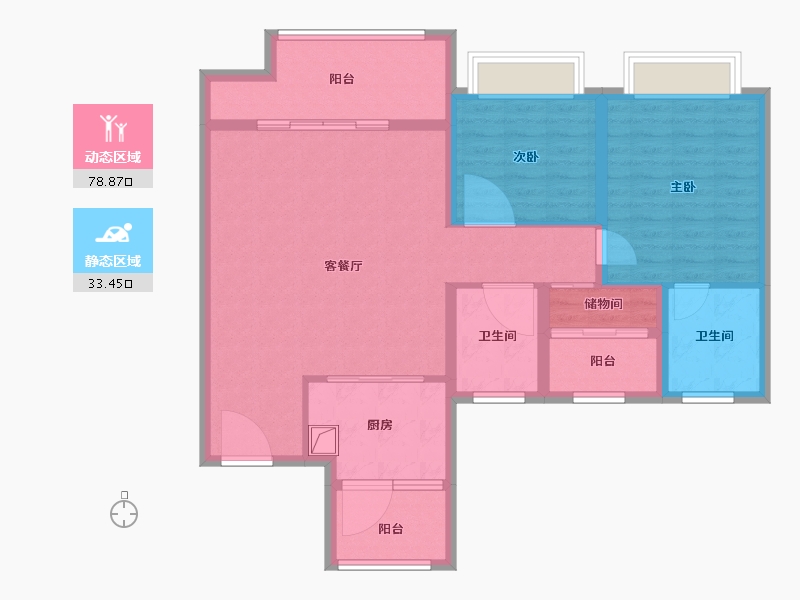 江苏省-扬州市-宝能睿城-100.80-户型库-动静分区