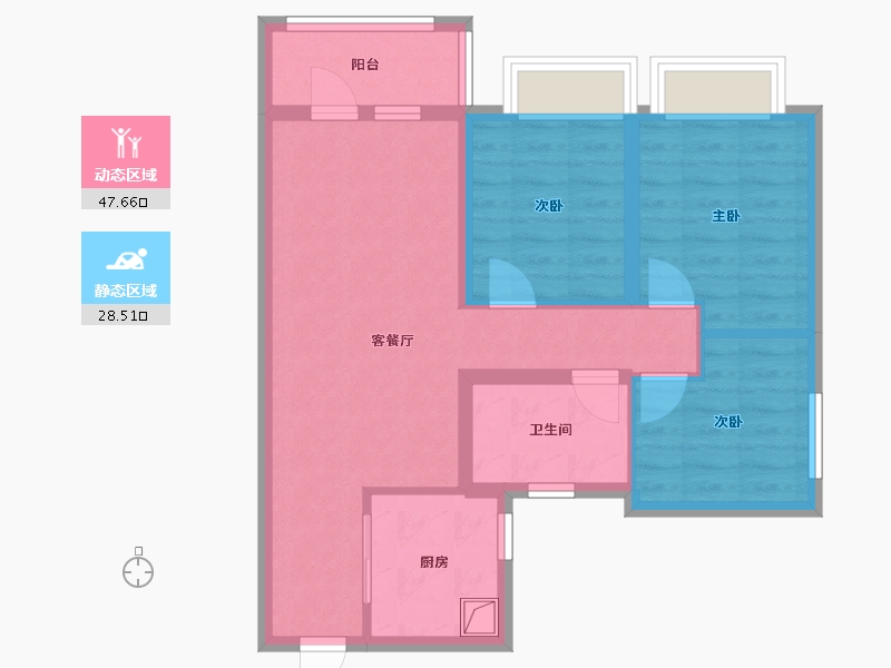 云南省-昆明市-卓越晴翠-66.70-户型库-动静分区