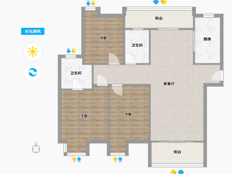 江苏省-苏州市-江南安康里-106.40-户型库-采光通风