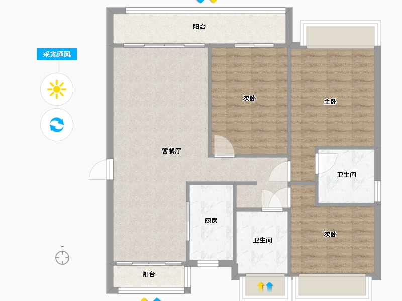 安徽省-阜阳市-碧桂园印春秋-94.40-户型库-采光通风