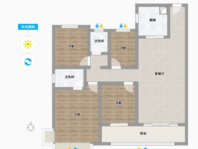 陕西省-西安市-新城首府-97.42-户型库-采光通风