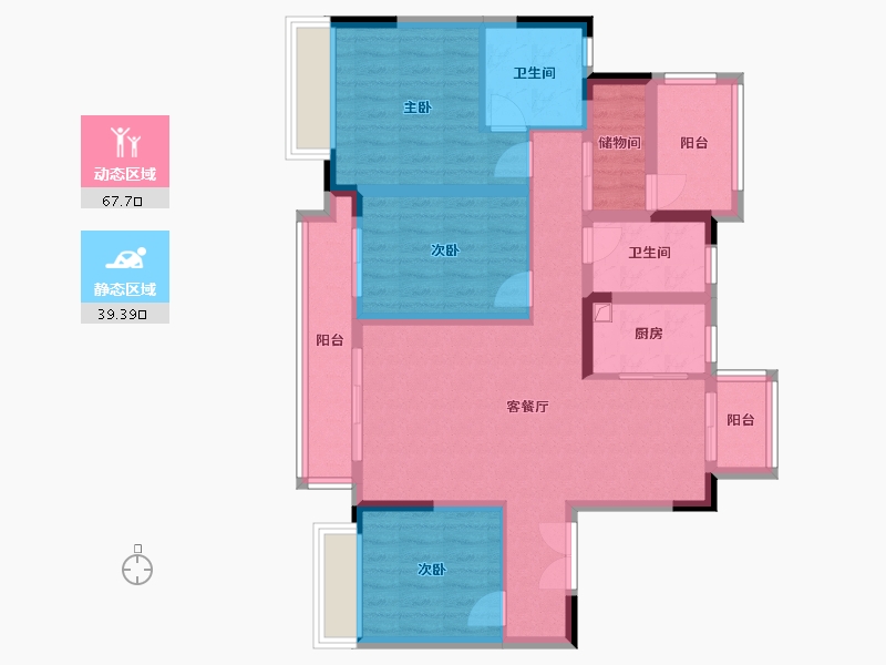 四川省-南充市-科华北辰天璞-95.64-户型库-动静分区