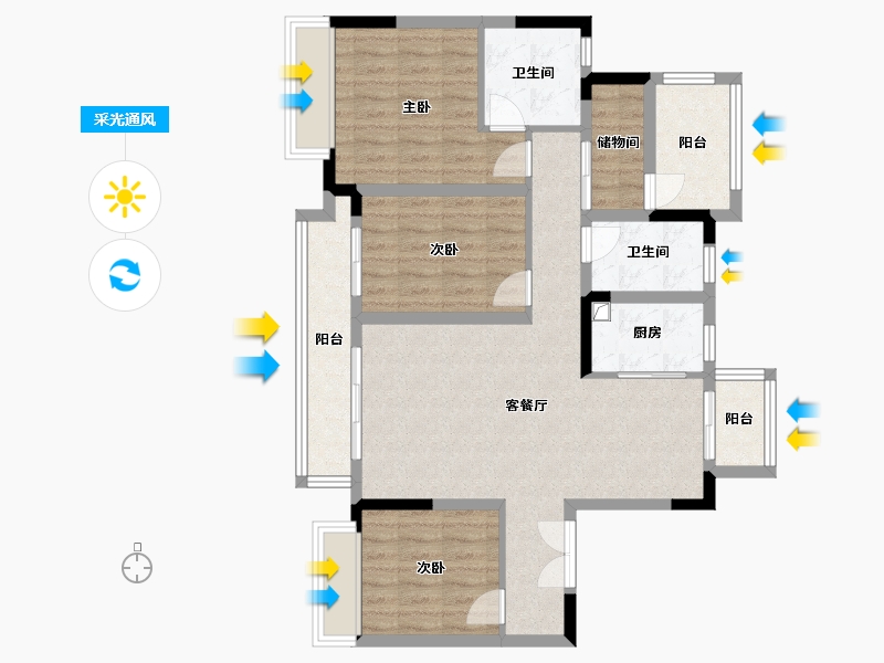 四川省-南充市-科华北辰天璞-95.64-户型库-采光通风