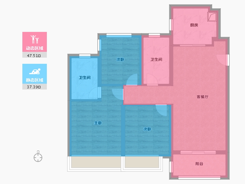 江苏省-苏州市-首开棠前如苑-75.00-户型库-动静分区