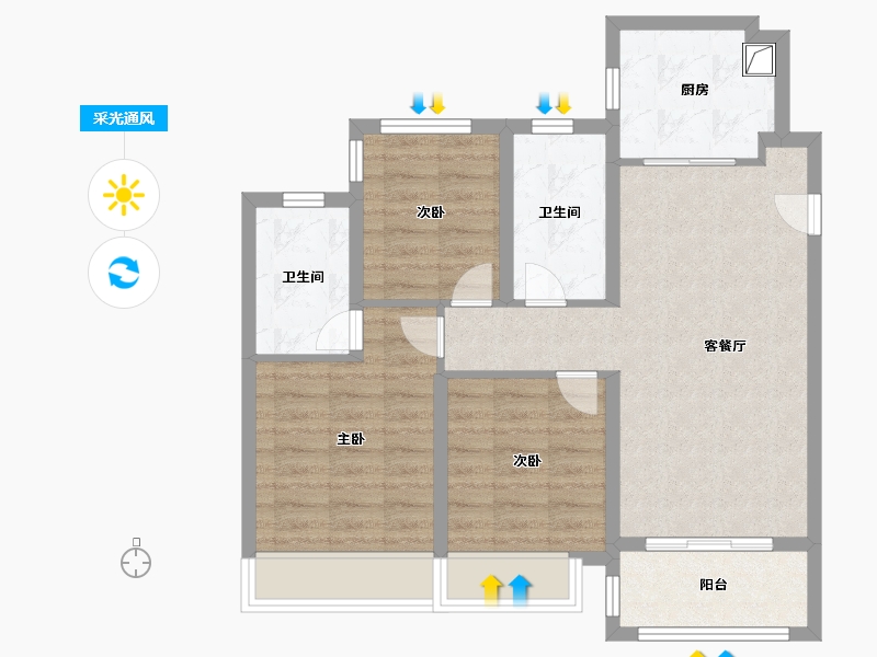 江苏省-苏州市-首开棠前如苑-75.00-户型库-采光通风