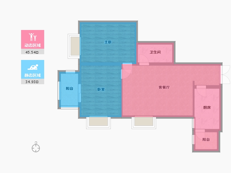 北京-北京市-奈伦熙府-78.60-户型库-动静分区