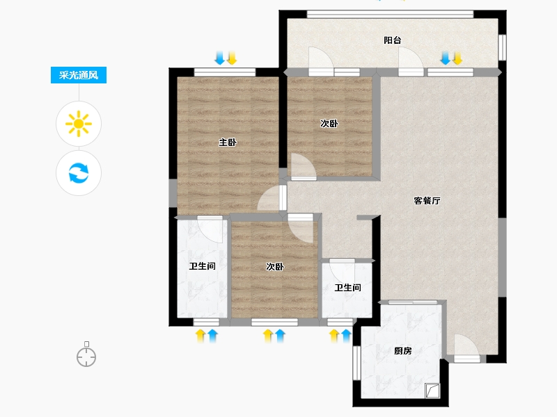 宁夏回族自治区-银川市-银川融创城-90.11-户型库-采光通风