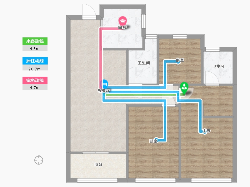 浙江省-杭州市-滨江海名雅园-74.40-户型库-动静线