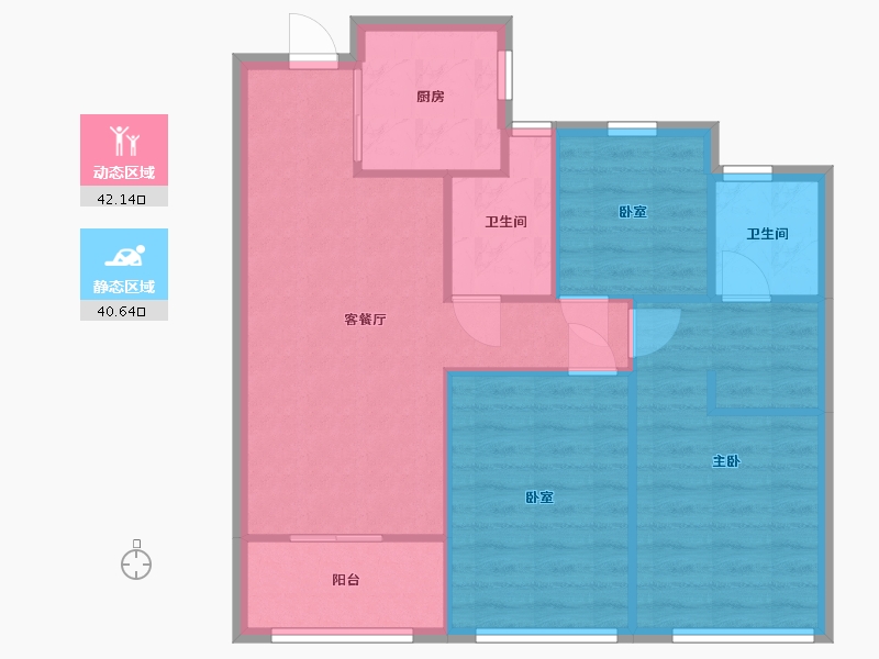 浙江省-杭州市-滨江海名雅园-74.40-户型库-动静分区