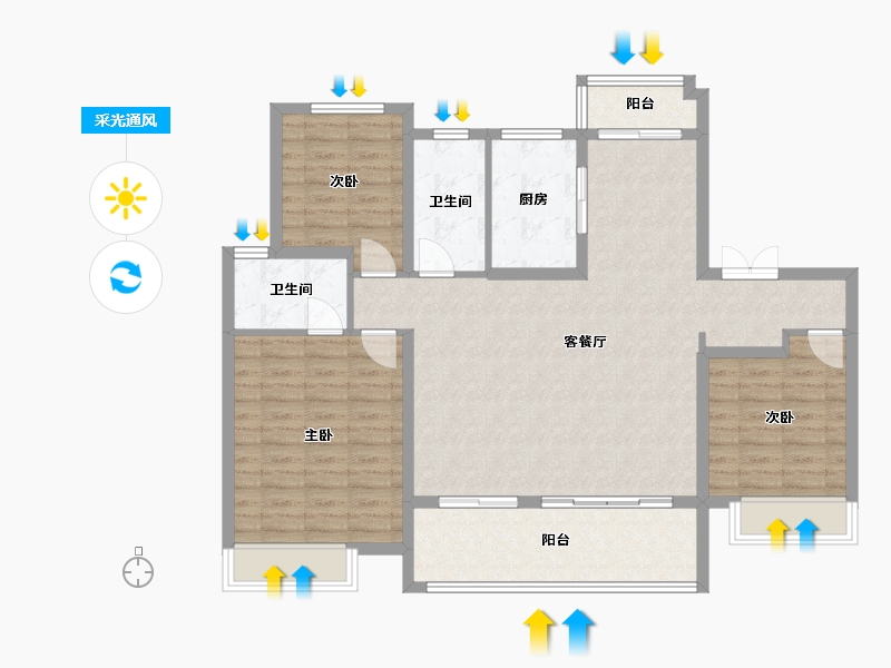 河南省-焦作市-建业新筑-111.20-户型库-采光通风