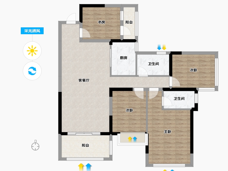 广西壮族自治区-玉林市-梧桐墅清华苑-92.80-户型库-采光通风