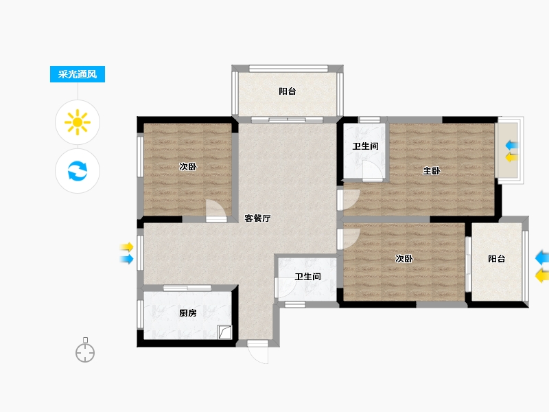 安徽省-合肥市-新慧御湖城-101.00-户型库-采光通风