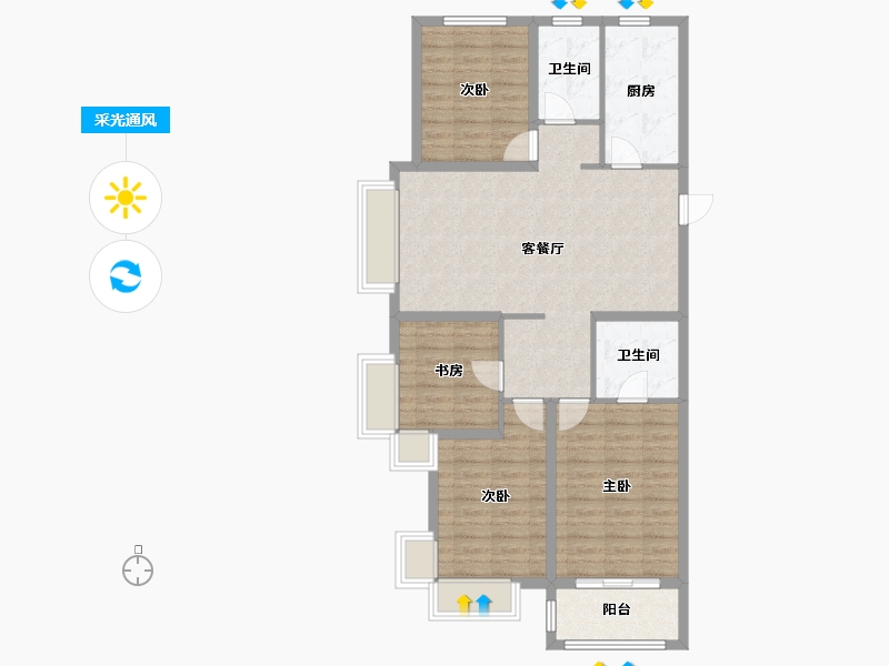 山西省-晋中市-新晋世家-107.92-户型库-采光通风