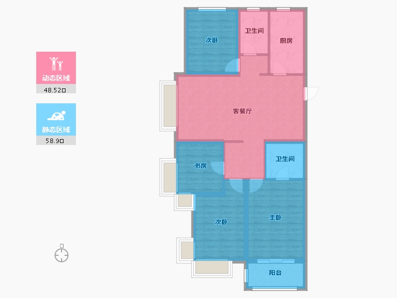 山西省-晋中市-新晋世家-107.92-户型库-动静分区