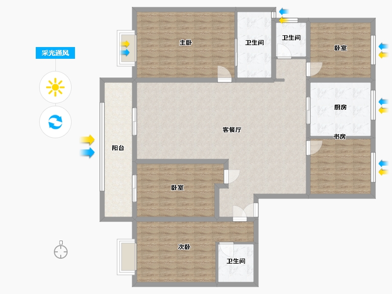 浙江省-宁波市-江万府-128.00-户型库-采光通风