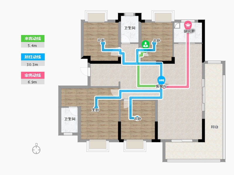 湖北省-宜昌市-恒沣春江明月-134.94-户型库-动静线