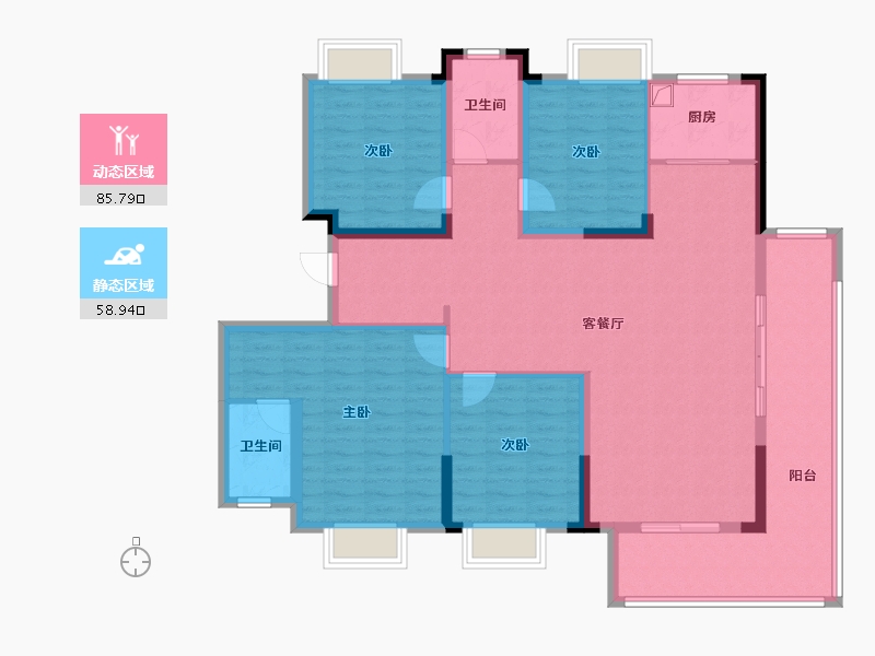 湖北省-宜昌市-恒沣春江明月-134.94-户型库-动静分区