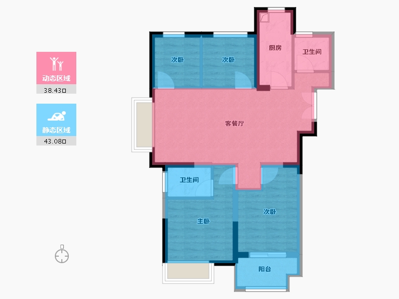 浙江省-嘉兴市-熙景诚品苑-80.00-户型库-动静分区