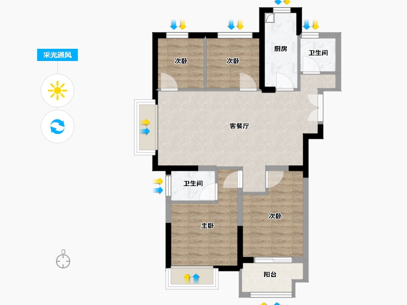 浙江省-嘉兴市-熙景诚品苑-80.00-户型库-采光通风