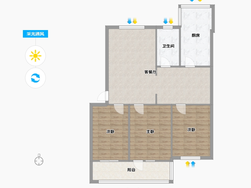 河南省-郑州市-河南省农业厅家属院-106.00-户型库-采光通风