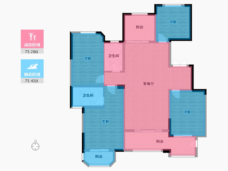 陕西省-西安市-金地南湖艺境-132.00-户型库-动静分区