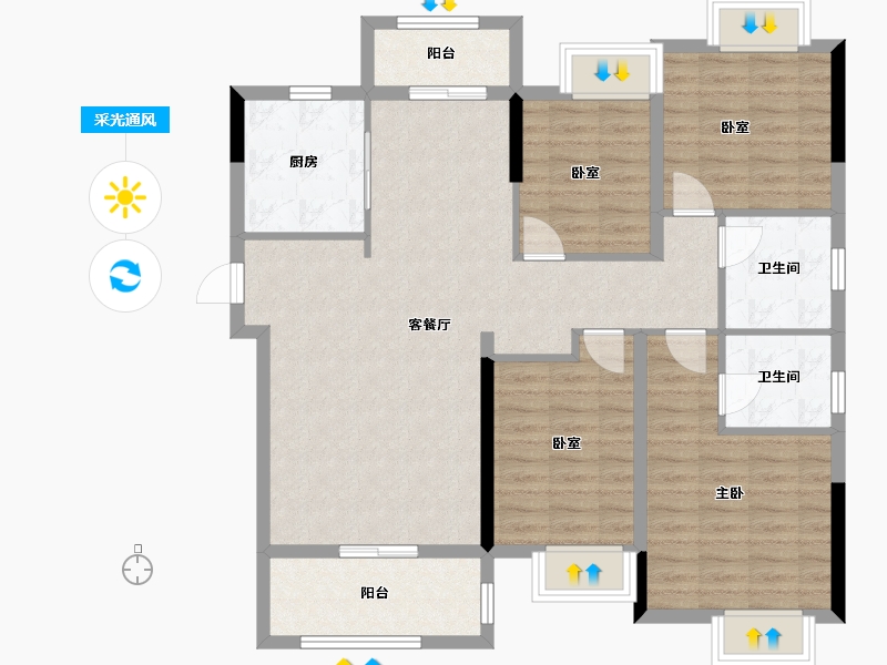 江西省-吉安市-万家悦景家园-111.20-户型库-采光通风