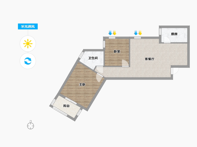 北京-北京市-兆丰园小区-三区-65.44-户型库-采光通风