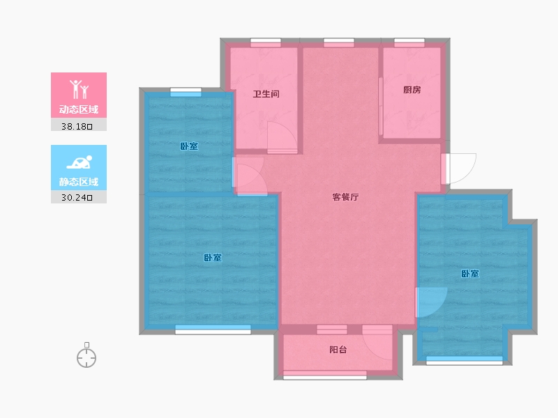 辽宁省-大连市-鲁能泰山七号-三期-69.85-户型库-动静分区