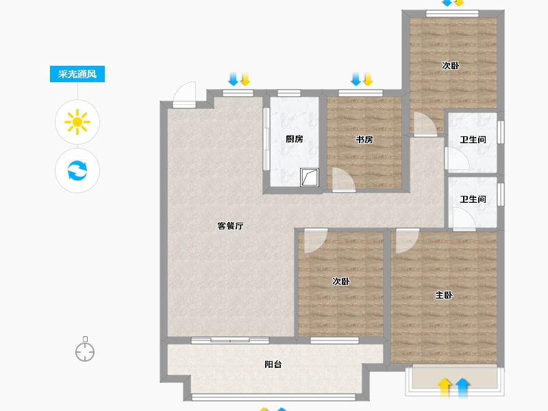 安徽省-芜湖市-港龙-109.60-户型库-采光通风