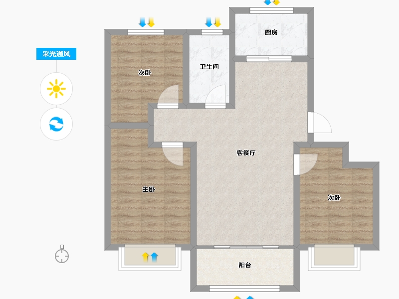 山东省-德州市-御湖尚院-83.20-户型库-采光通风