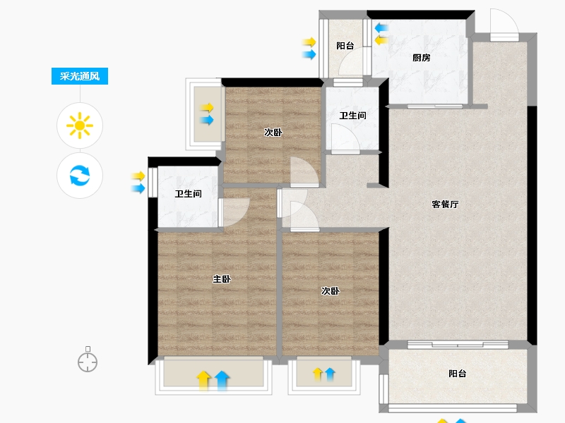 广东省-深圳市-华润华富村-92.00-户型库-采光通风