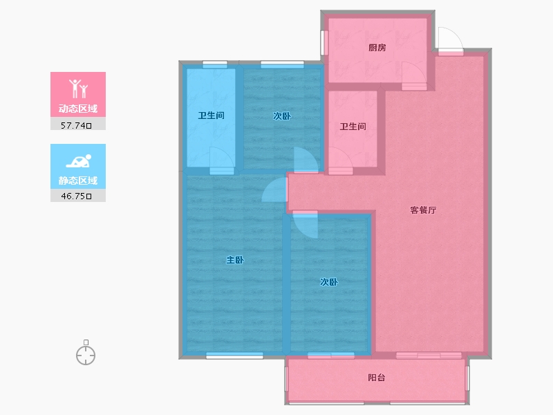 山西省-吕梁市-坤利学府-107.66-户型库-动静分区