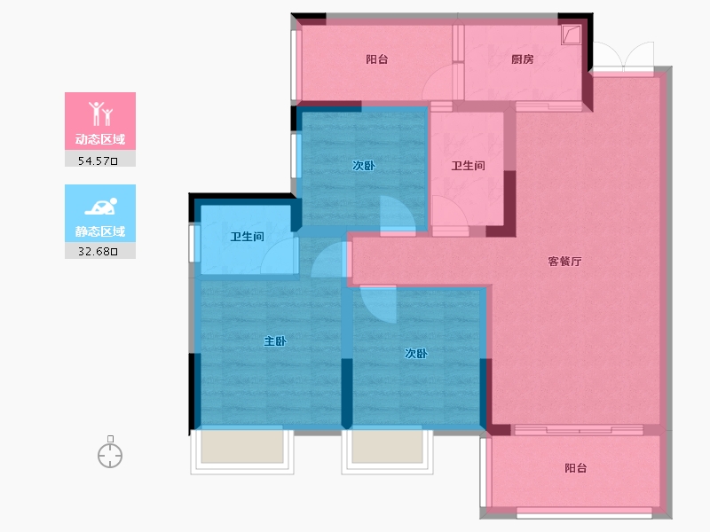 重庆-重庆市-海成御景上院-83.99-户型库-动静分区