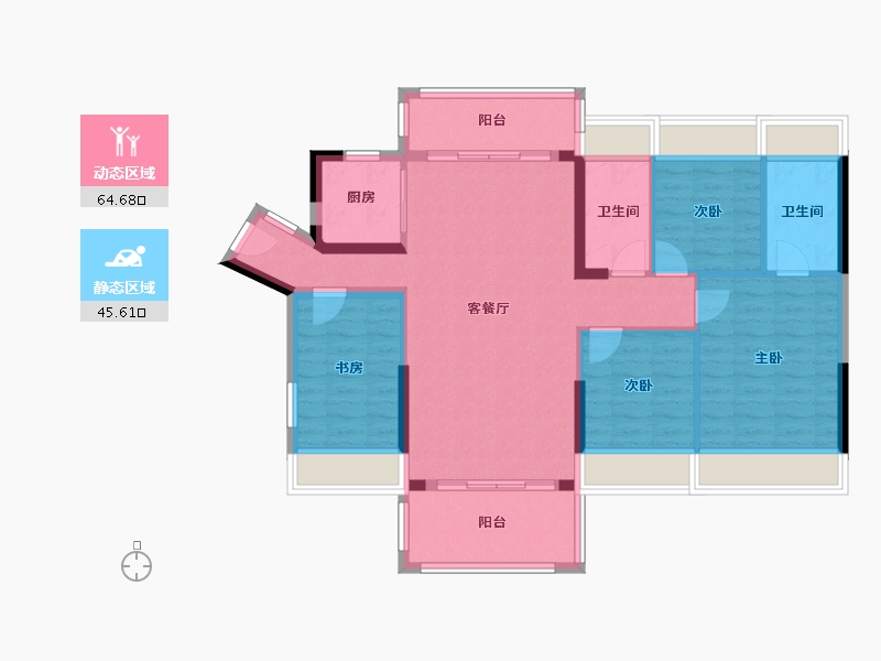 广东省-阳江市-万辉星汇园-106.52-户型库-动静分区