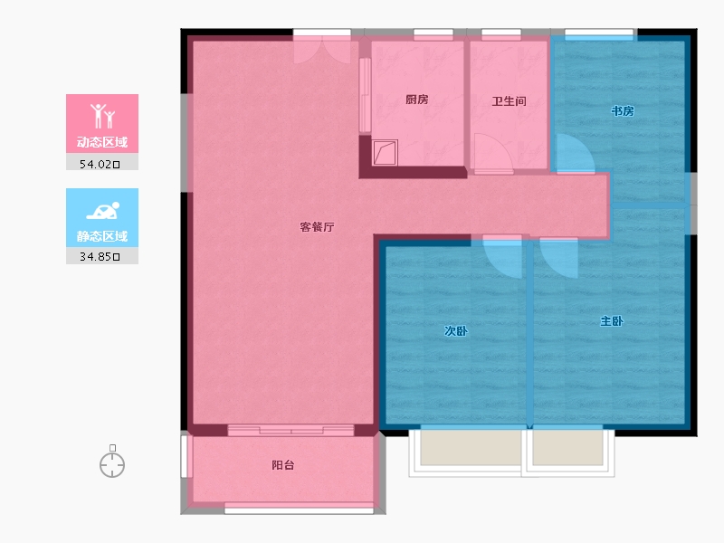 陕西省-榆林市-金柳香堤小区-79.85-户型库-动静分区