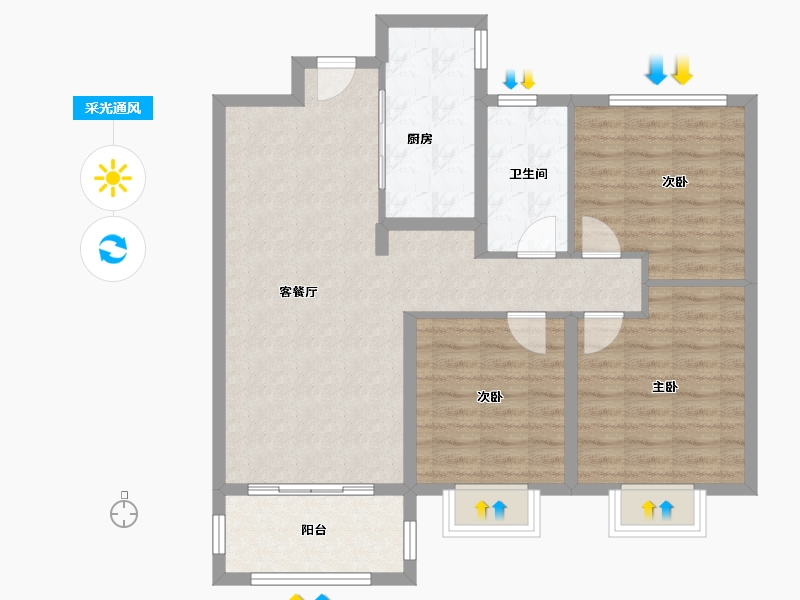 山东省-菏泽市-万腾观澜城-87.20-户型库-采光通风