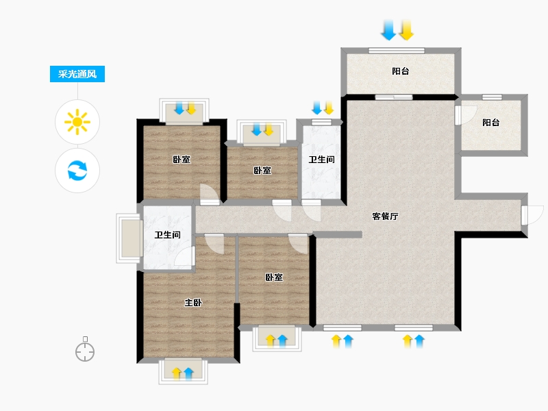 广西壮族自治区-百色市-碧园紫荆城-119.00-户型库-采光通风