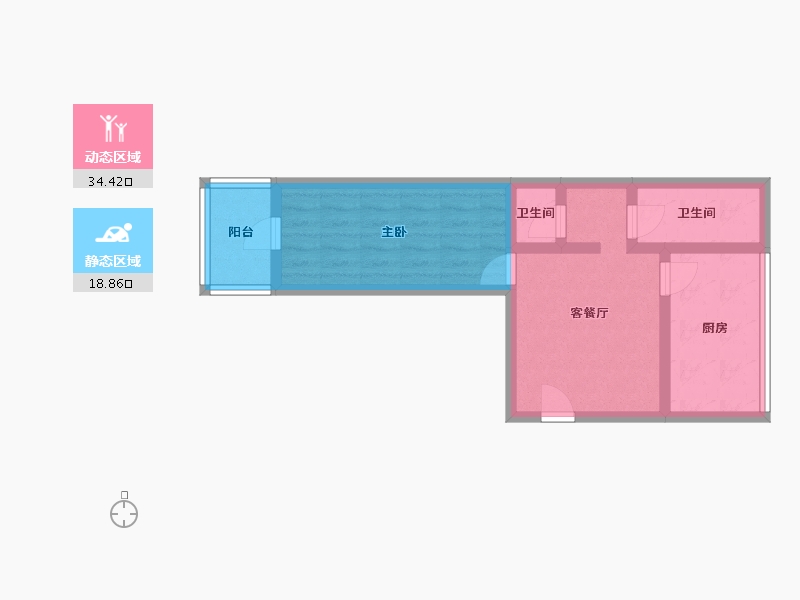 北京-北京市-万寿寺北里-45.79-户型库-动静分区