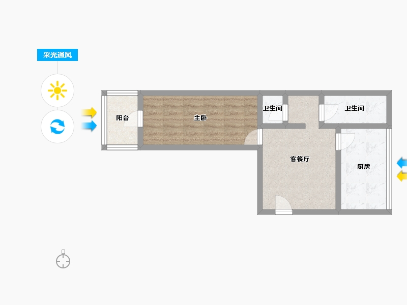 北京-北京市-万寿寺北里-45.79-户型库-采光通风