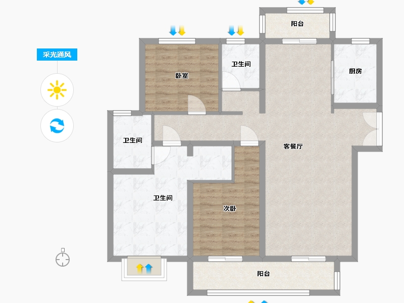 河南省-平顶山市-翰林世家-103.59-户型库-采光通风