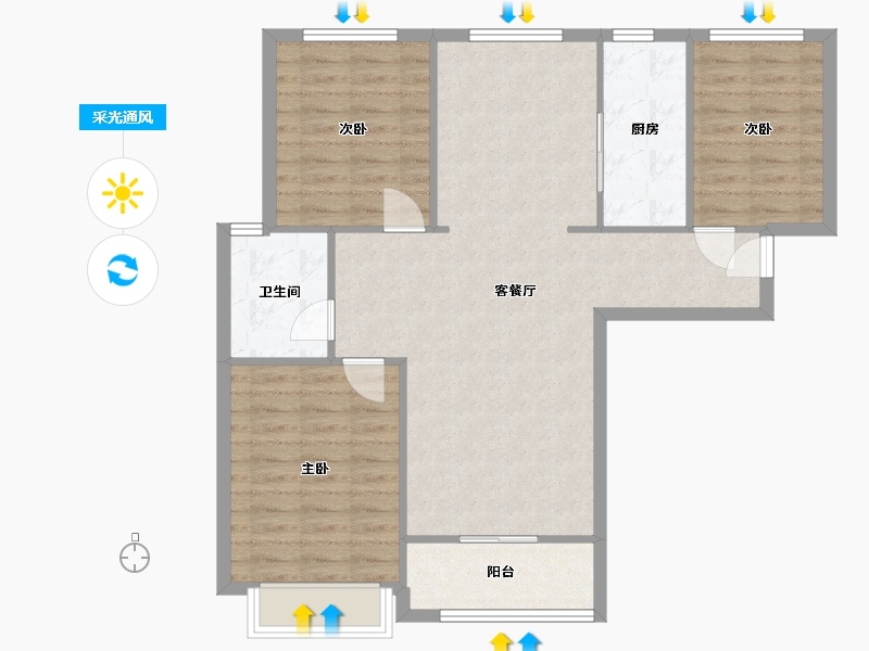 河南省-郑州市-浩创梧桐花语-83.42-户型库-采光通风