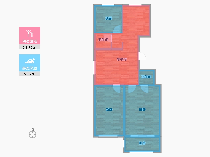 黑龙江省-鹤岗市-鼎盛家园-77.60-户型库-动静分区