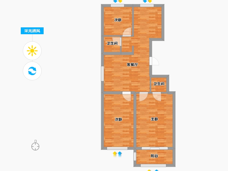 黑龙江省-鹤岗市-鼎盛家园-77.60-户型库-采光通风