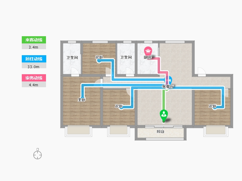 河北省-邯郸市-春华秋实小区-128.00-户型库-动静线